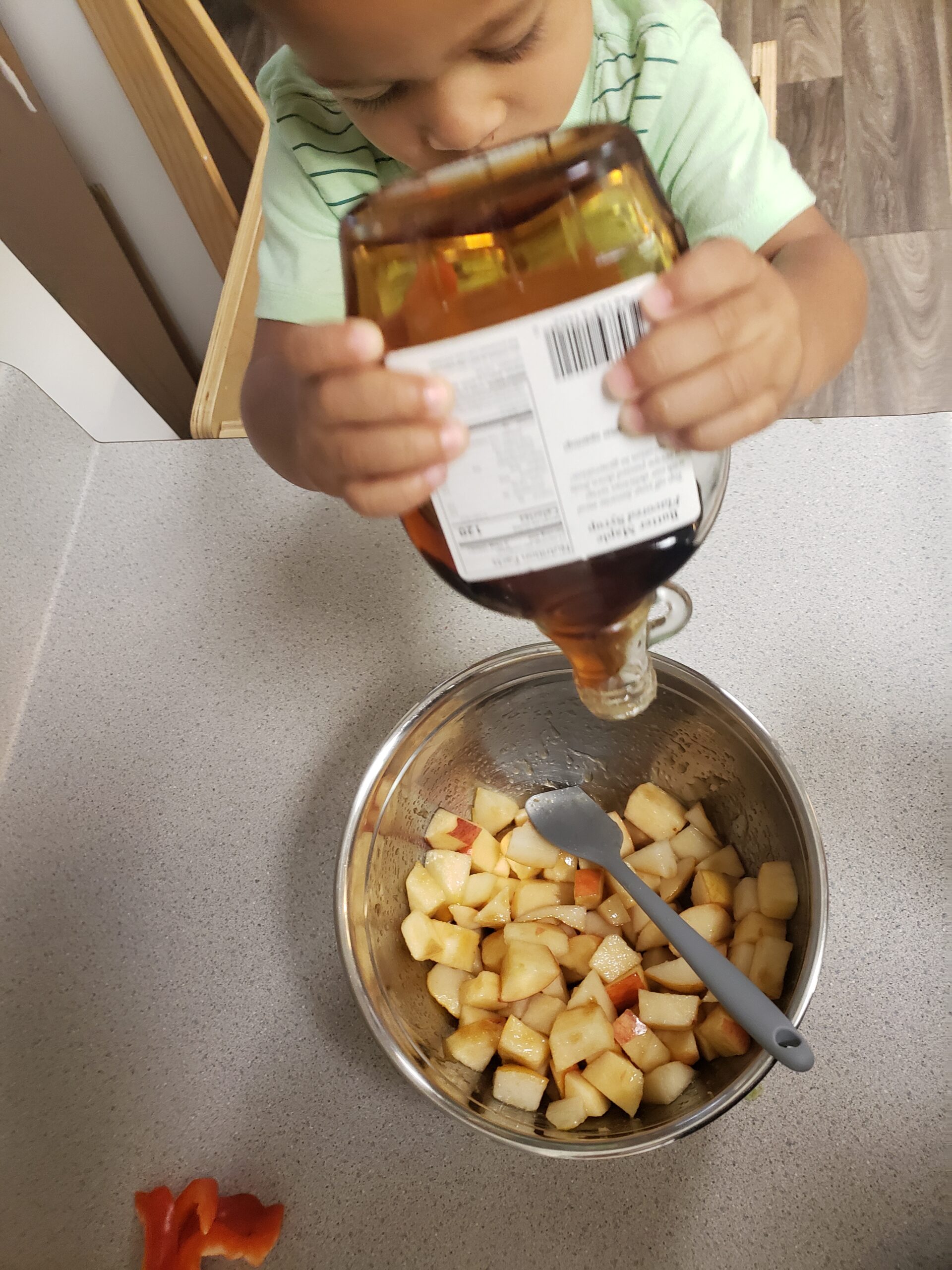 adding maple syrup