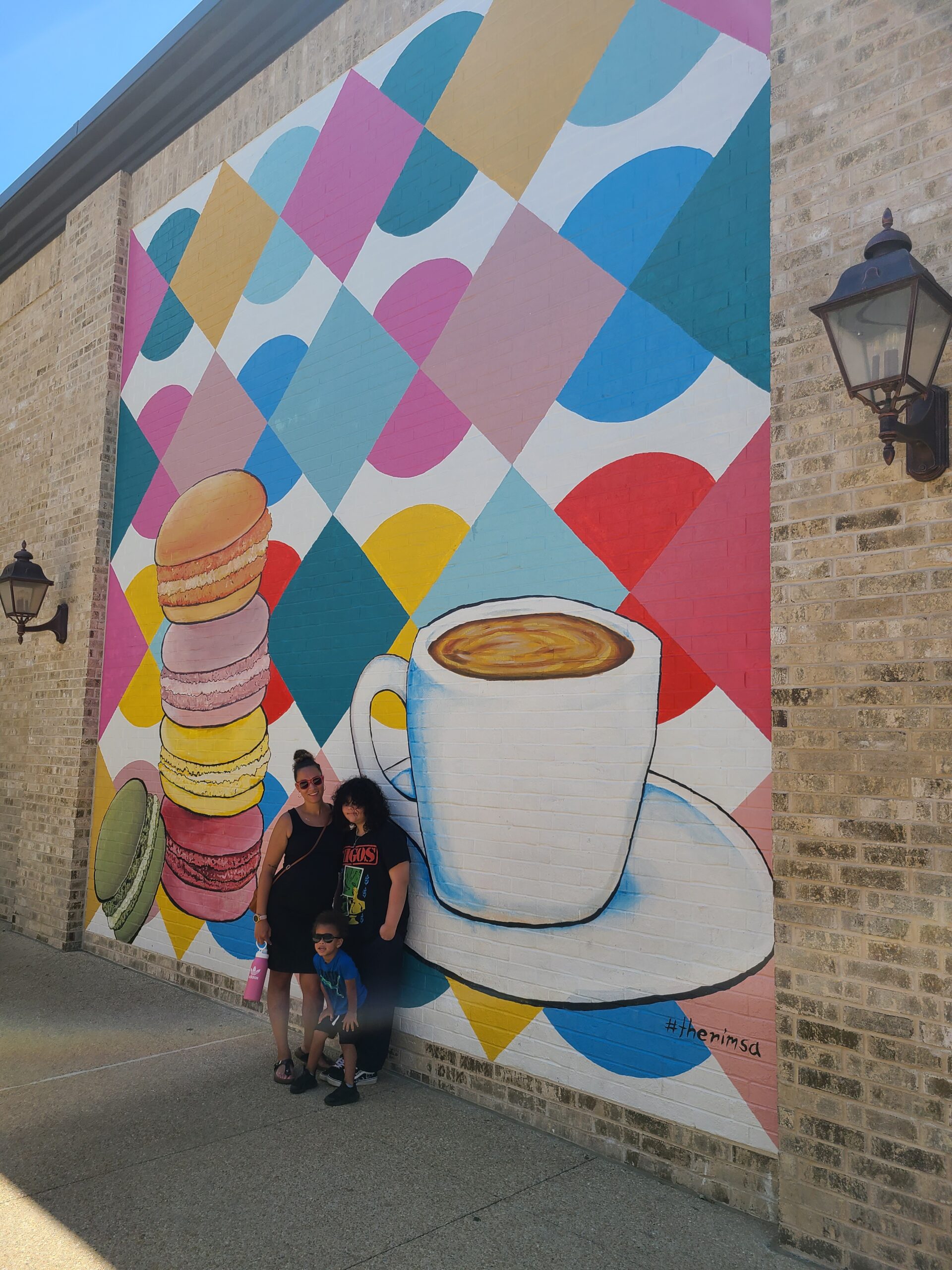 family and coffee mural